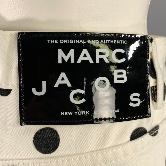 MARC by MARC JACOBS Size 27 White Black Cotton Polka Dot Mini Skirt - Picture 3 of 7